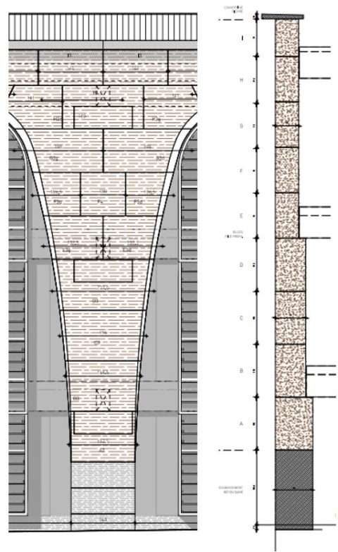 Mur en pisé : coupe et façade