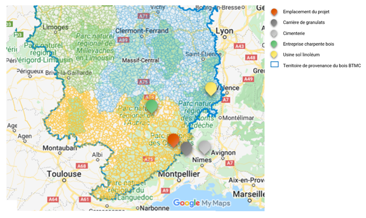 Carte de provenance des matériaux
Source : www.boisterritoiresmassifcentral.org
