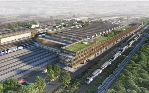 LE TECHNICENTRE DE LA SNCF A VILLENEUVE SAINT GEORGES VA ETRE EN PARTIE DEMOLI ET RECONSTRUIT ENTRE 2022 ET 2026. VUE NON CONTRACTUELLE DU FUTUR TECHNICENTRE